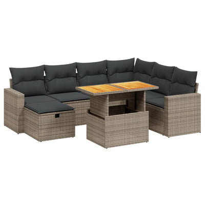 8 Piece Garden Sofa Set with Cushions Grey Poly Rattan