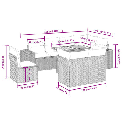 9 Piece Garden Sofa Set with Cushions Grey Poly Rattan