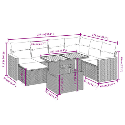 8 Piece Garden Sofa Set with Cushions Grey Poly Rattan