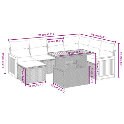 8 Piece Garden Sofa Set with Cushions Grey Poly Rattan