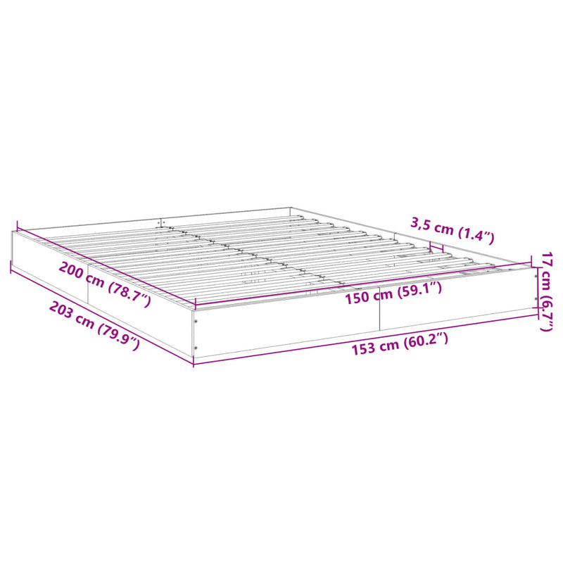 Bed Frame without Mattress White 150x200 cm Engineered Wood