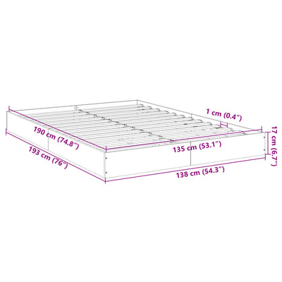 Bed Frame without Mattress White 135x190 cm Engineered Wood