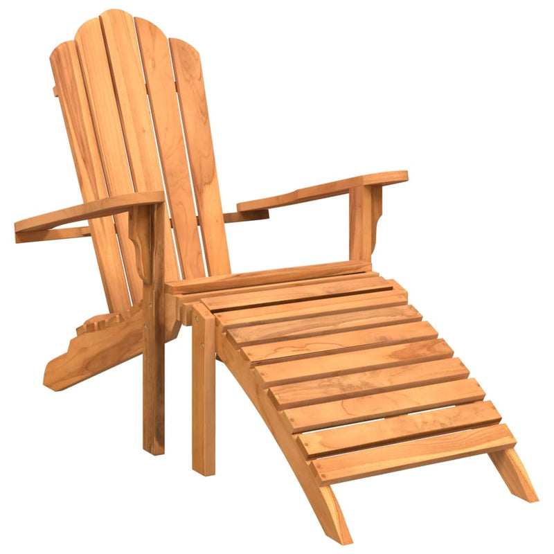 Garden Adirondack Chair with Footrest Solid Wood Teak