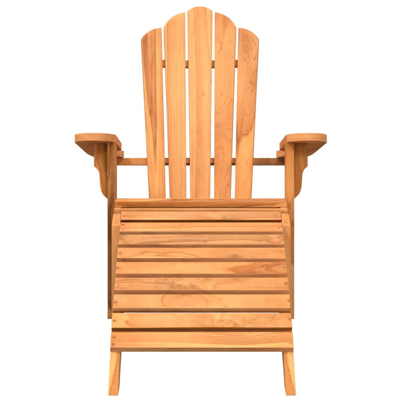 Garden Adirondack Chair with Footrest Solid Wood Teak