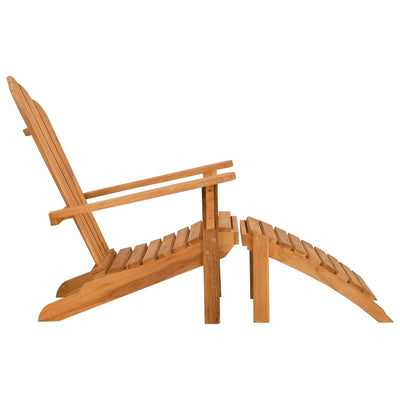 Garden Adirondack Chair with Footrest Solid Wood Teak