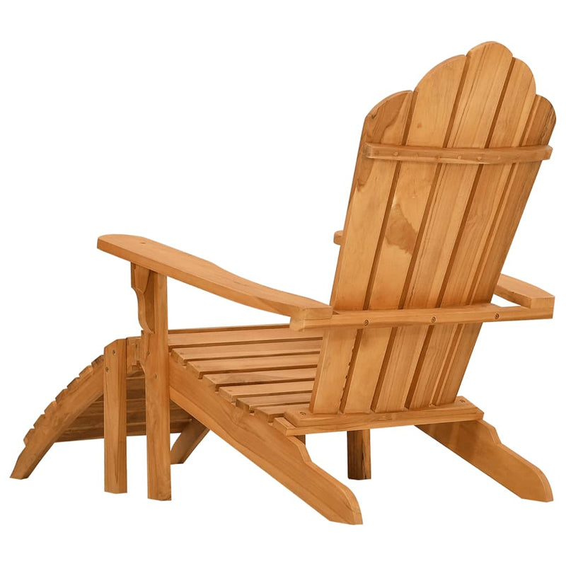 Garden Adirondack Chair with Footrest Solid Wood Teak