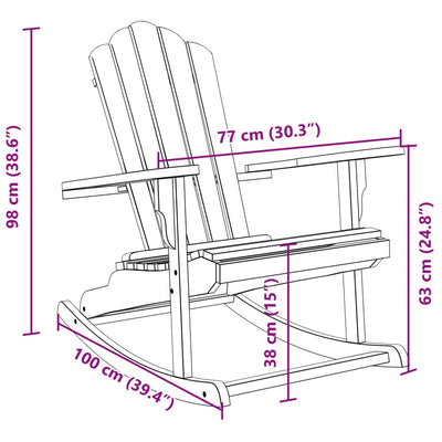 Garden Adirondack Rocking Chair Solid Wood Teak