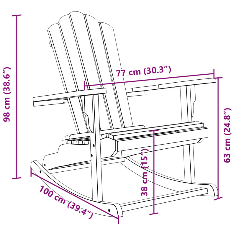 Garden Adirondack Rocking Chair Solid Wood Teak