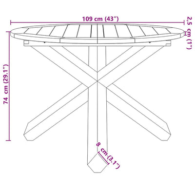 Garden Table Ø109x74 cm Solid Wood Teak