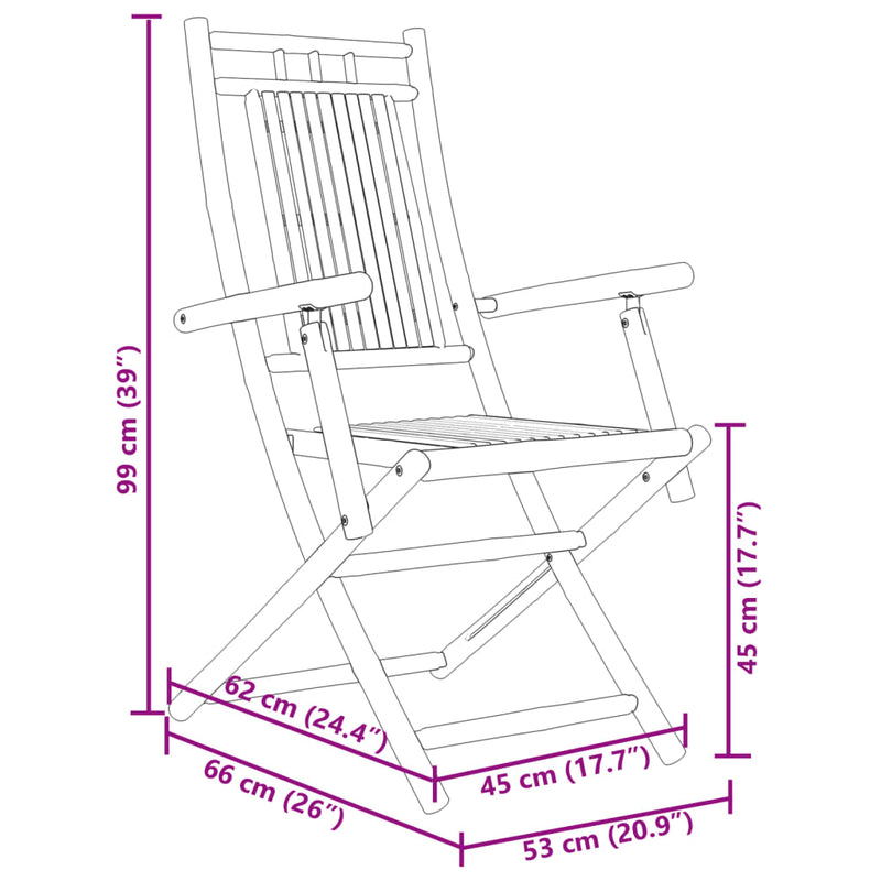 Folding Garden Chairs 6 pcs 53x66x99 cm Bamboo