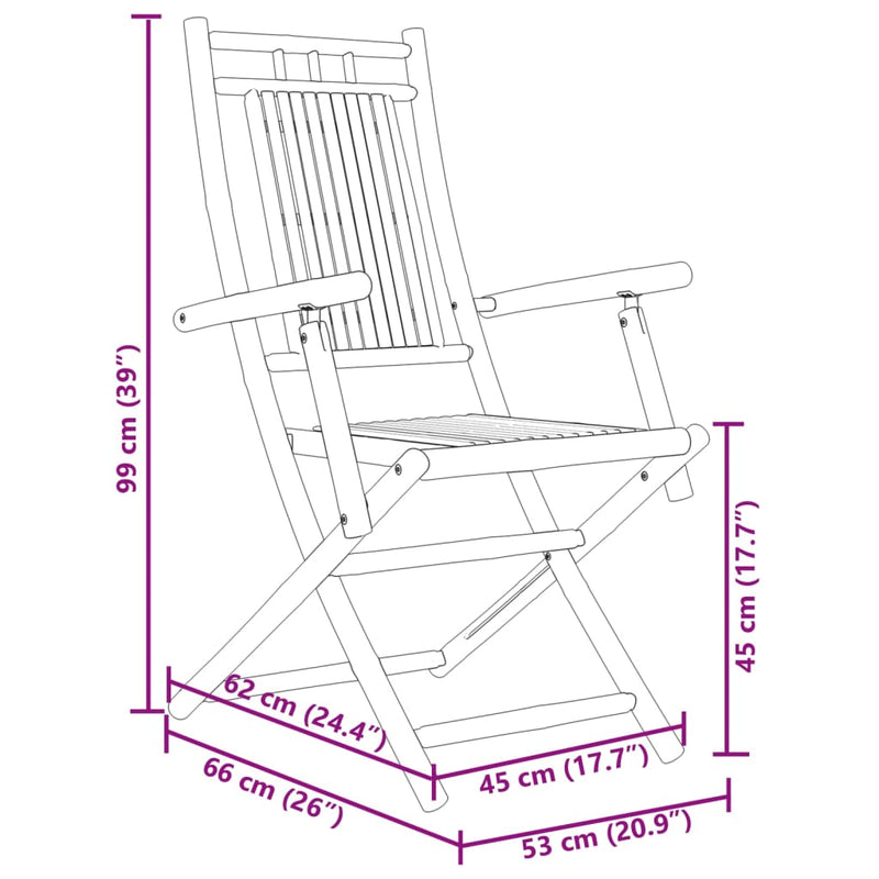 Folding Garden Chairs 8 pcs 53x66x99 cm Bamboo