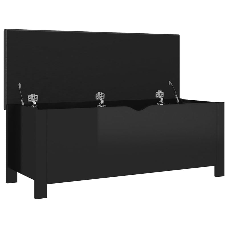 Storage Box with Cushion High Gloss Black 105x40x45 cm