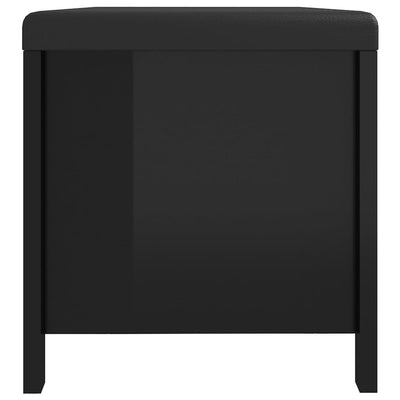 Storage Box with Cushion High Gloss Black 105x40x45 cm