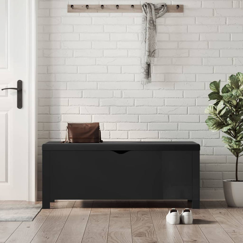 Storage Box with Cushion High Gloss Black 105x40x45 cm