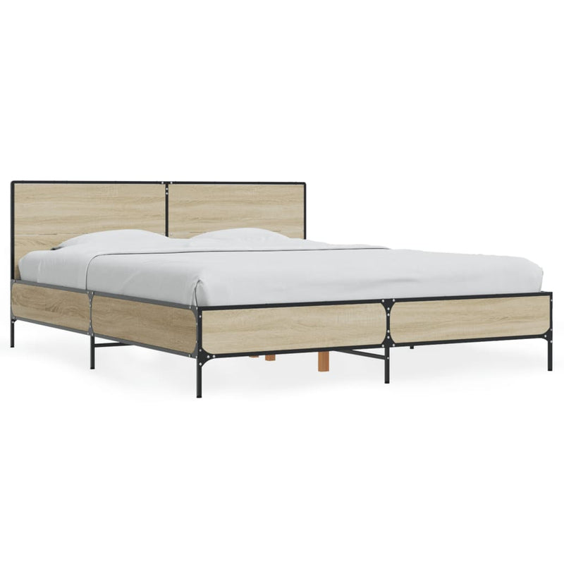 Bed Frame without Mattress Sonoma Oak 150x200 cm