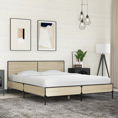 Bed Frame without Mattress Sonoma Oak 150x200 cm