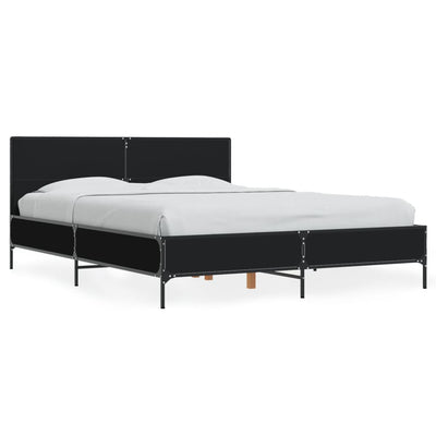 Bed Frame Black 135x190 cm Engineered Wood and Metal