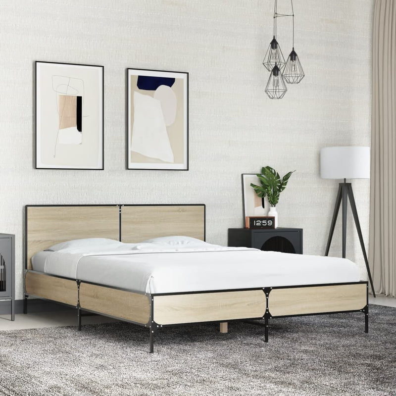 Bed Frame without Mattress Sonoma Oak 135x190 cm