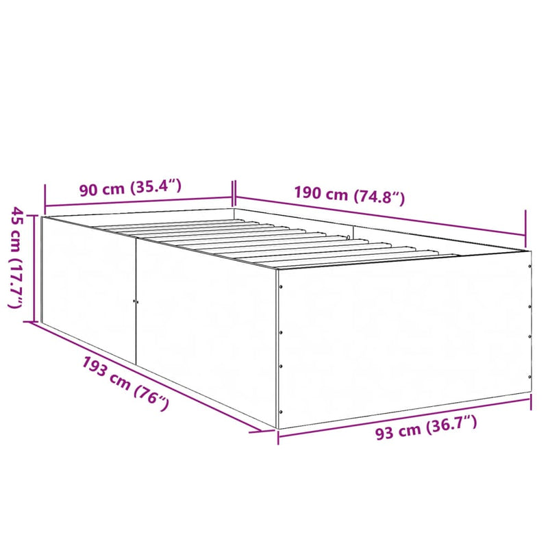 Bed Frame without Mattress White 90x190 cm