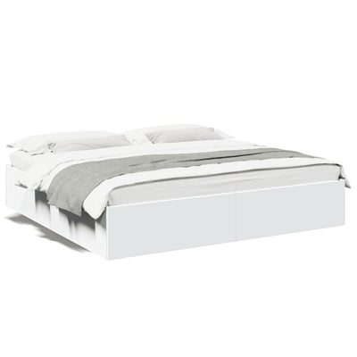 Bed Frame without Mattress White 183x203 cm King