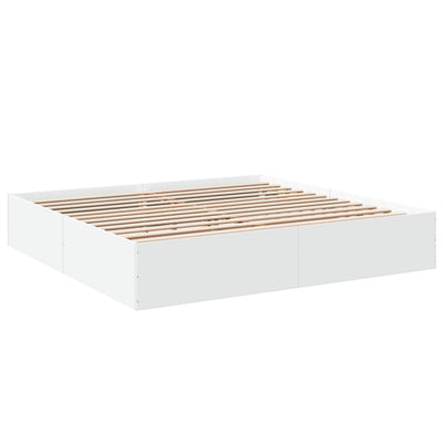 Bed Frame without Mattress White 183x203 cm King