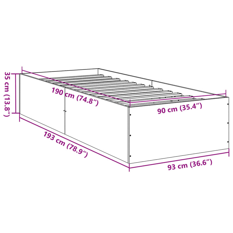 Bed Frame without Mattress White 90x190 cm