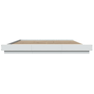 Bed Frame with LED Lights without Mattress White 183x203 cm King