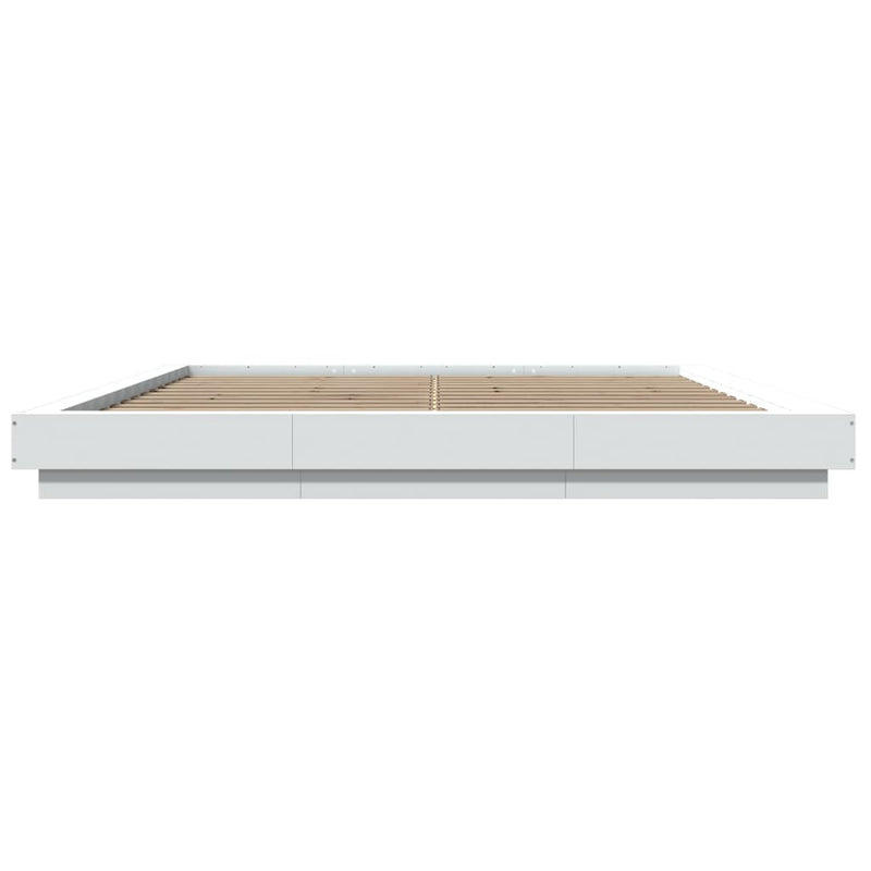 Bed Frame with LED Lights without Mattress White 183x203 cm King