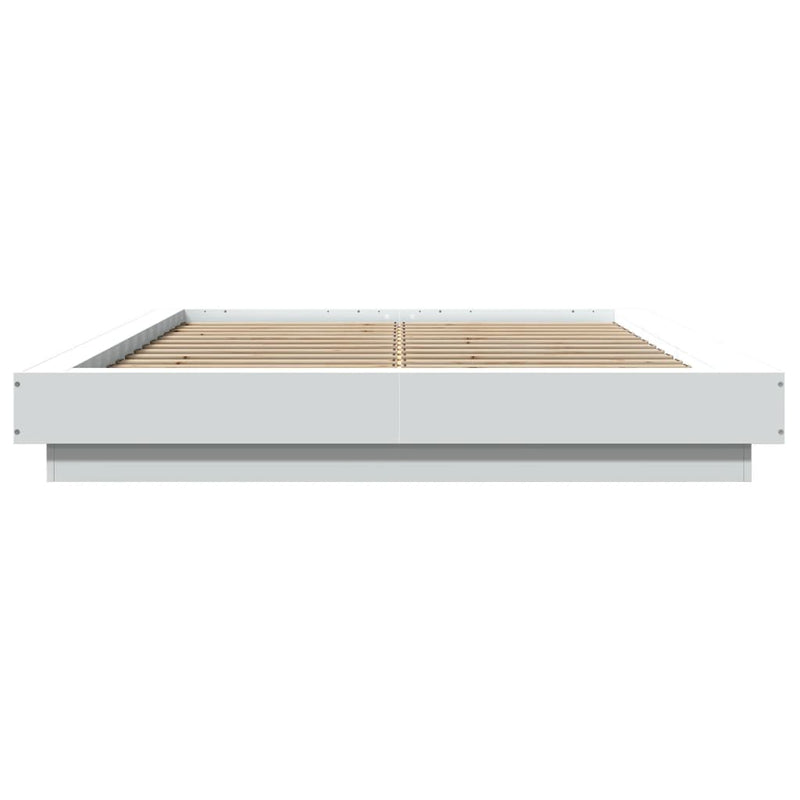 Bed Frame with LED Lights White 135x190cm Engineered Wood