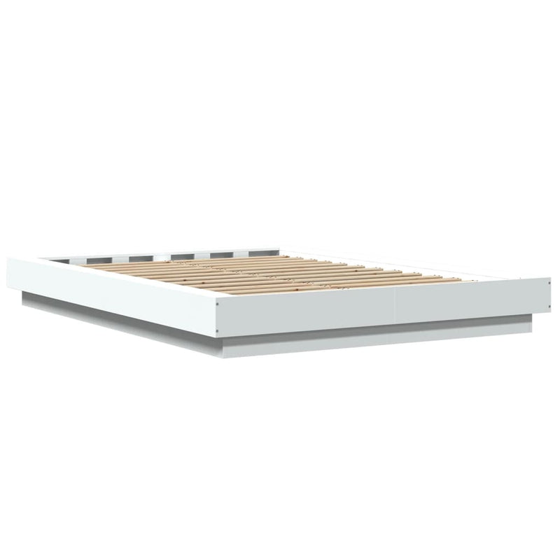 Bed Frame with LED Lights White 135x190cm Engineered Wood