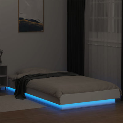 Bed Frame with LED Lights without Mattress White 90x190 cm