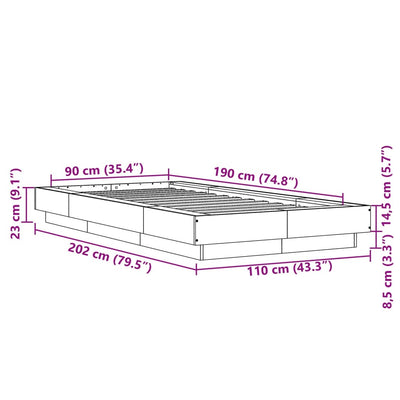 Bed Frame without Mattress White 90x190 cm