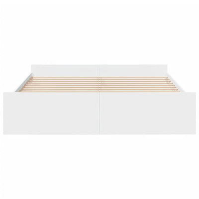 Bed Frame with Drawers without Mattress White 183x203 cm King