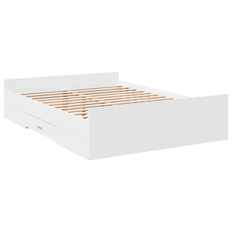 Bed Frame with Drawers without Mattress White 135x190 cm