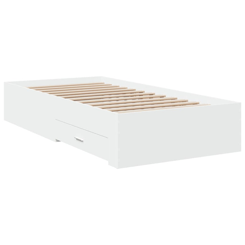 Bed Frame with Drawers without Mattress White 90x190 cm