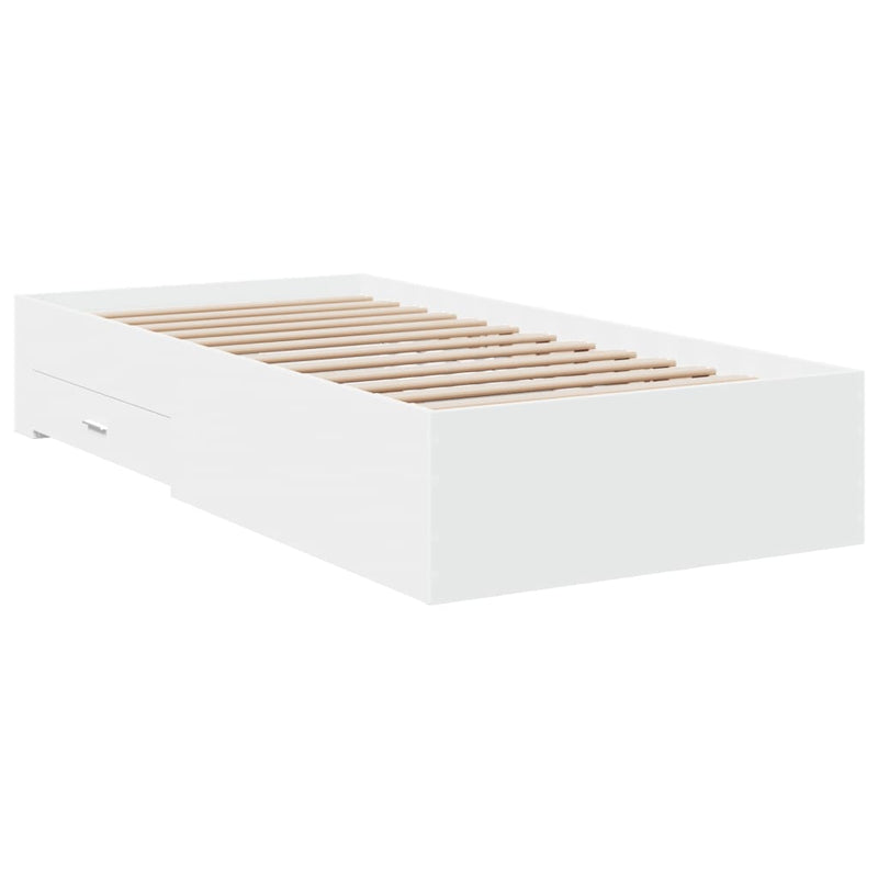 Bed Frame with Drawers without Mattress White 90x190 cm