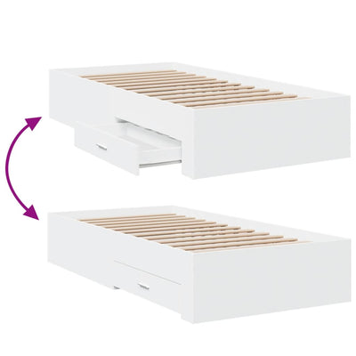 Bed Frame with Drawers without Mattress White 90x190 cm