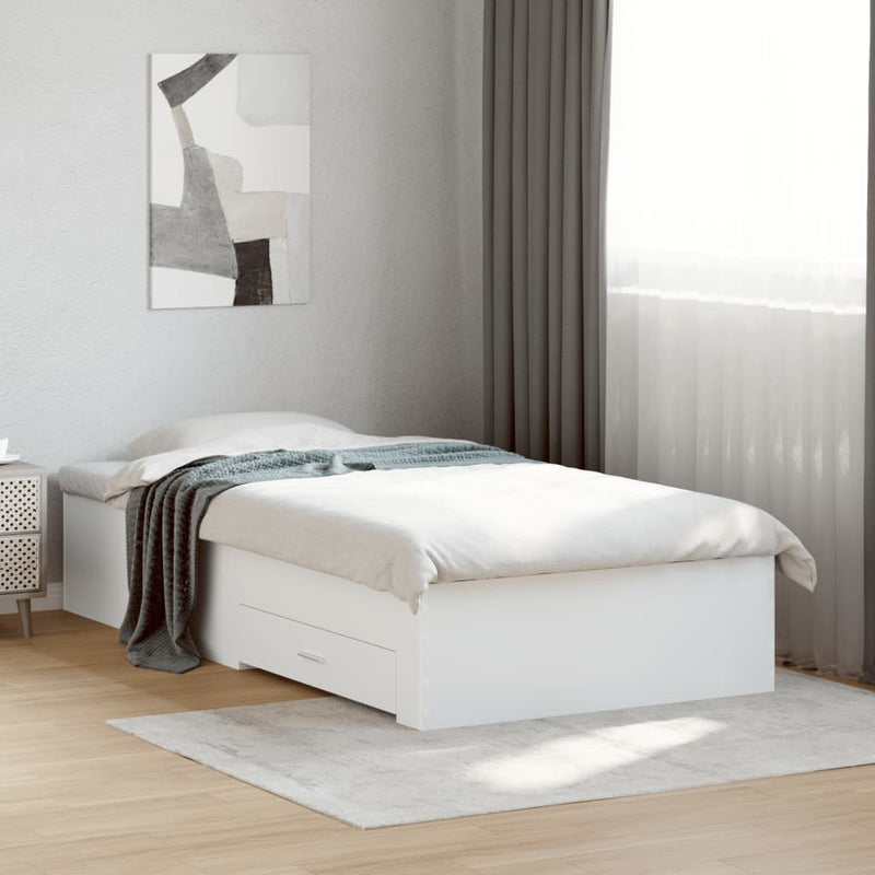 Bed Frame with Drawers without Mattress White 90x190 cm