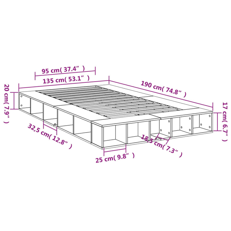 Bed Frame without Mattress White 135x190 cm