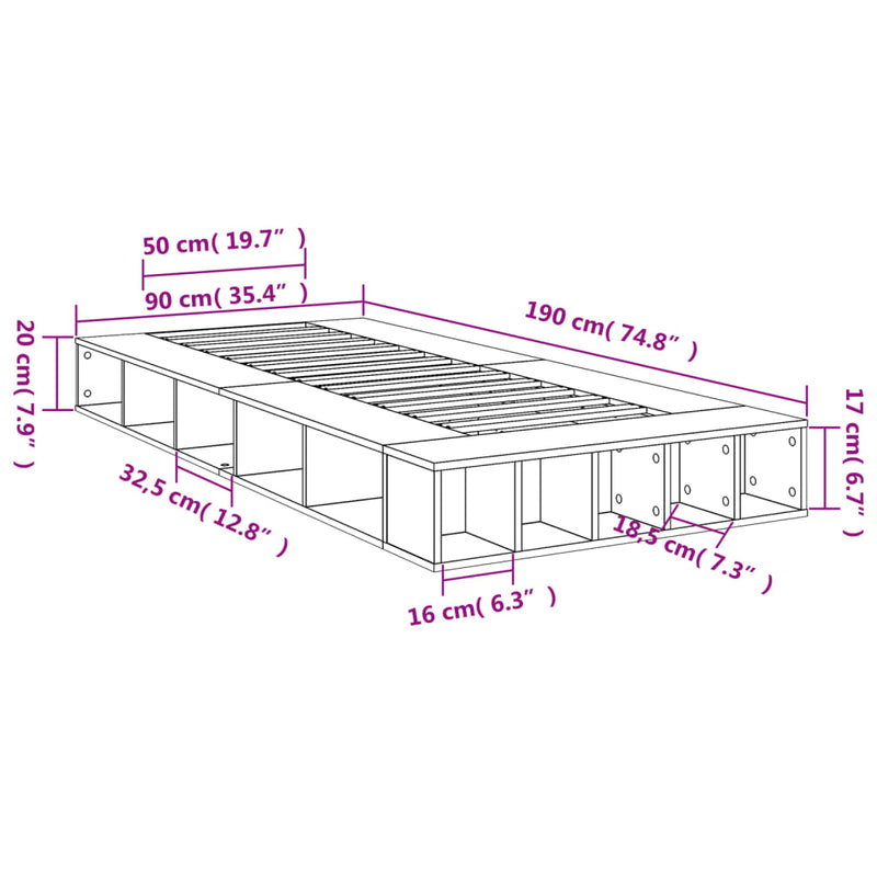 Bed Frame White 90x190 cm Engineered Wood