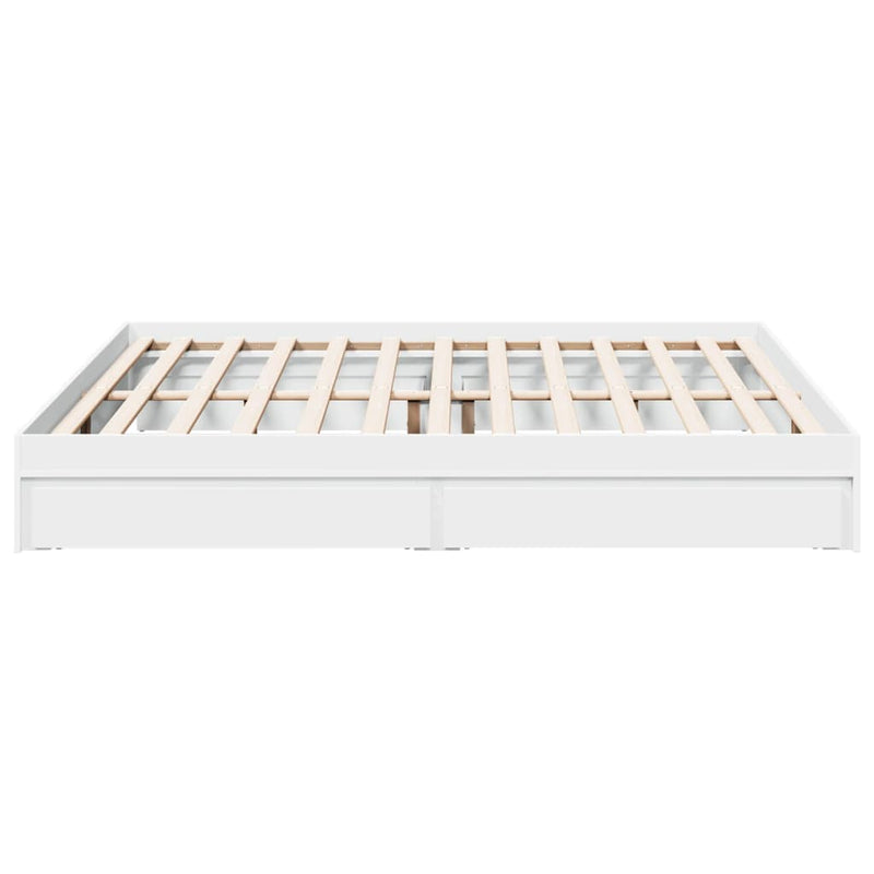 Bed Frame with Drawers without Mattress White 183x203 cm King