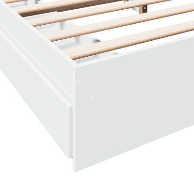 Bed Frame with Drawers without Mattress White 183x203 cm King