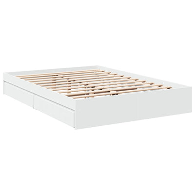 Bed Frame with Drawers without Mattress White 150x200 cm