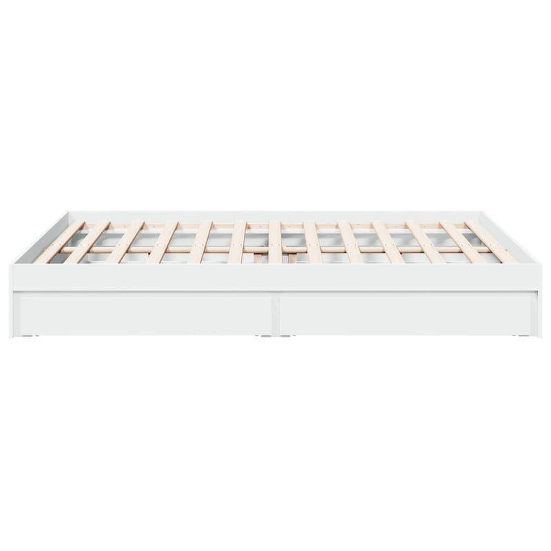 Bed Frame with Drawers without Mattress White 150x200 cm