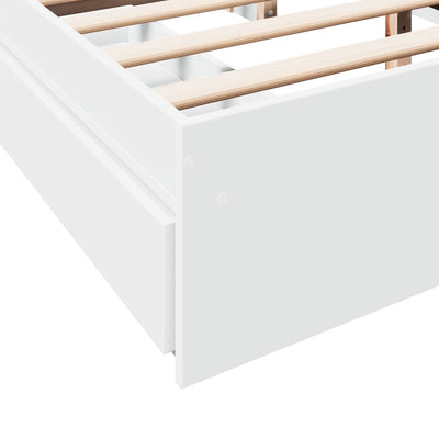 Bed Frame with Drawers without Mattress White 150x200 cm