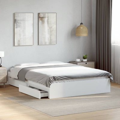 Bed Frame with Drawers without Mattress White 135x190 cm