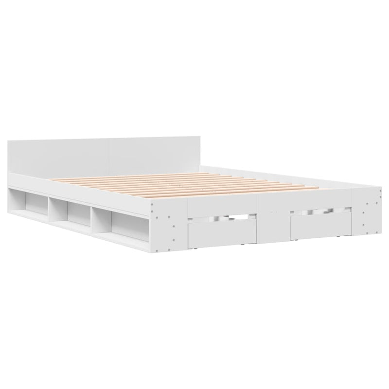 Bed Frame with Drawers without Mattress White 150x200 cm