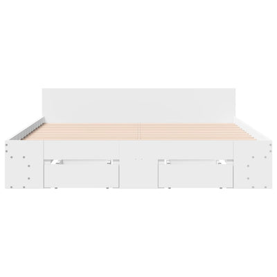 Bed Frame with Drawers without Mattress White 150x200 cm