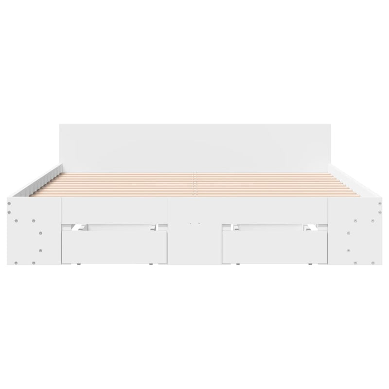 Bed Frame with Drawers without Mattress White 150x200 cm