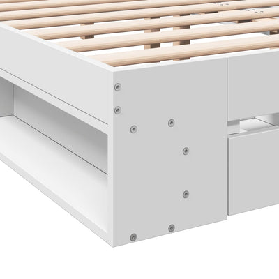 Bed Frame with Drawers without Mattress White 150x200 cm